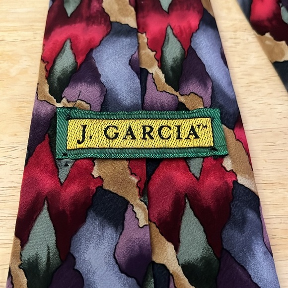 J. Garcia Multicolor Abstract Men's Tie Grey Black Gold Red - Picture 1 of 5